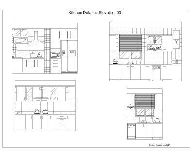 Free AutoCAD 2D Editable Drawings for Kitchen Detailed Elevation 03