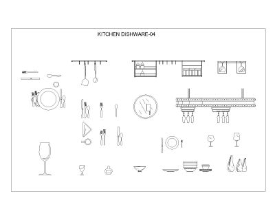 Free AutoCAD 2D Editable Drawings for Kitchen Dishware - 4