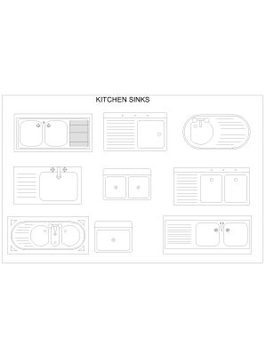 Free AutoCAD 2D Editable Drawings for KITCHEN SINKS - 2