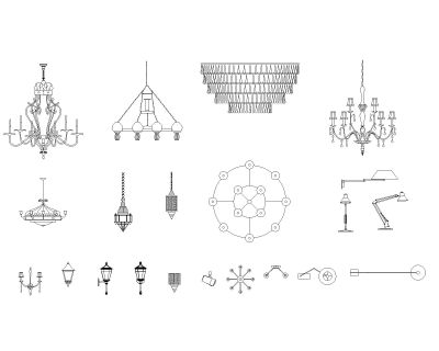 Lamps and Chandeliers-Model Architectural Drawing. CAD block in DWG format free download.