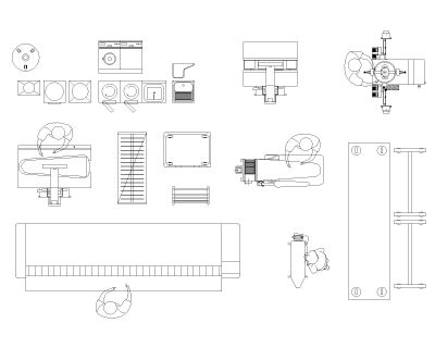 Laundry equipments & fixtures Architectural Drawing. CAD block in DWG format free download.