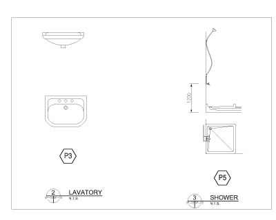Lavatory & Shower CAD Block – DWG AutoCAD Editable Drawing (Free Download)