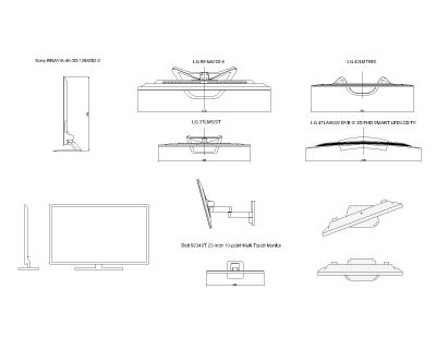 LED & LCD TVs-ModeL Architectural Drawing. CAD block in DWG format free download.