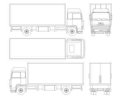 Free AutoCAD 2D Editable Drawings for Logistic Mobilizer Medium size Vehicles