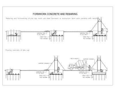 Machienry-FORMWORK CONCRETE AND REBARING CAD Block DWG AutoCAD Editable Drawing (Free Download)