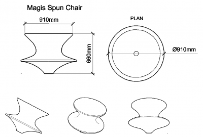 AutoCAD download Magis Spun Chair DWG Drawing