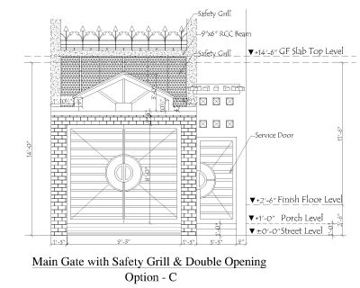 Main Gate with Safety Grill & Double Opening-3 CAD Block DWG AutoCAD Editable Drawing (Free Download)