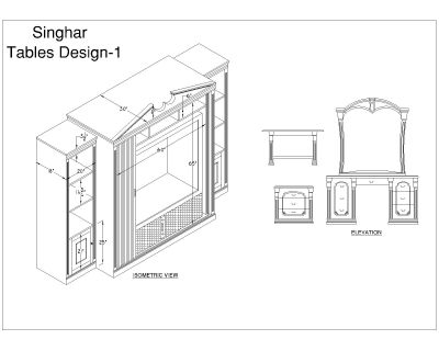 Makeup & Dressing table-2 CAD Block. Free DWG AutoCAD drawing available to download