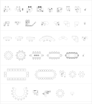 经理办公桌和会议桌 CAD 集合 dwg