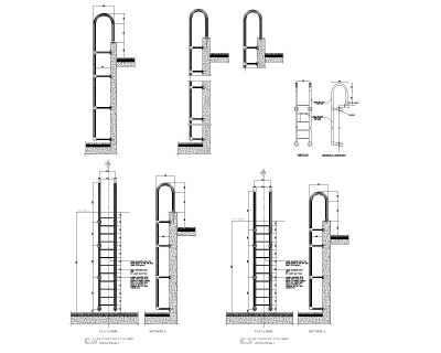 Free AutoCAD 2D Editable Drawings for Marine ladder-Model