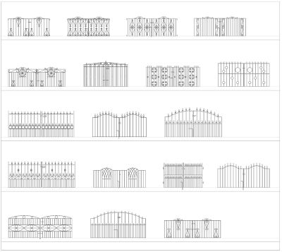 Metal Driveway Gates CAD Collection dwg