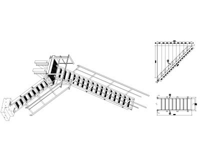 Free AutoCAD 2D & 3D Metal Stair plans, sections, side views & Isometric-3