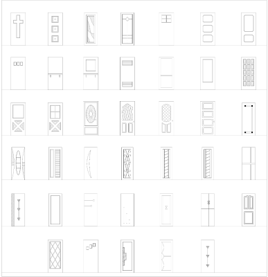 Modern front doors elevations CAD collection dwg