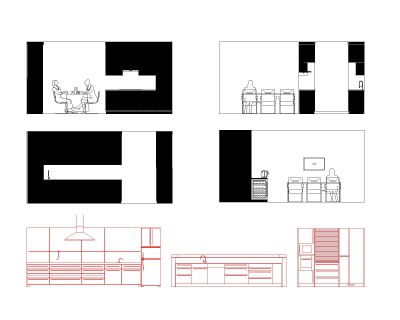 Modern Kitchen Elevations-Model Architectural Drawing. CAD block in DWG format free download.