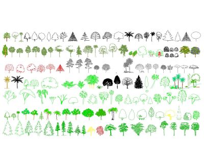 Free AutoCAD 2D Editable Drawings for Mountains Trees Side views -1