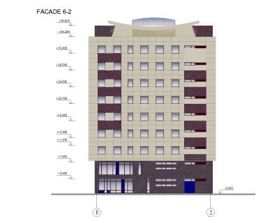 Multi-Story Office Building Elevation-2 Model Architectural Drawing. CAD block in DWG format free download.