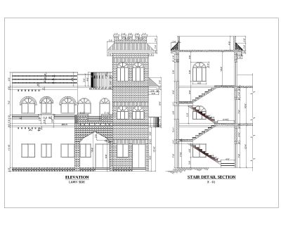 Multi-Story Residential Building & Villas 2D Elevation-10 Architectural drawings. CAD block in DWG format free download.