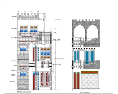 Multi-Story Residential Building & Villas 2D Elevation-12 Architectural drawings. CAD block in DWG format free download.