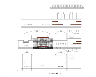 Multi-Story Residential Building & Villas 2D Elevation-44 Architectural drawings. CAD block in DWG format free download.