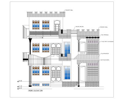 Multi-Story Residential Building & Villas 2D Elevation-57 Architectural drawings. CAD block in DWG format free download.