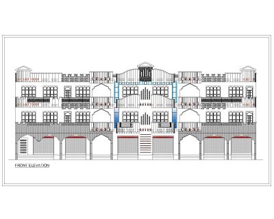Multi-Story Residential Building & Villas 2D Elevation-68 Architectural drawings. CAD block in DWG format free download.