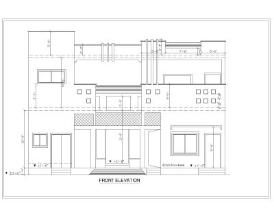 Multi-Story Residential Building & Villas 2D Elevation-7 Architectural drawings. CAD block in DWG format free download.