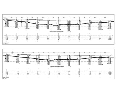 Free AutoCAD Editable Drawing of Multi Span Bridge Profile with long side view