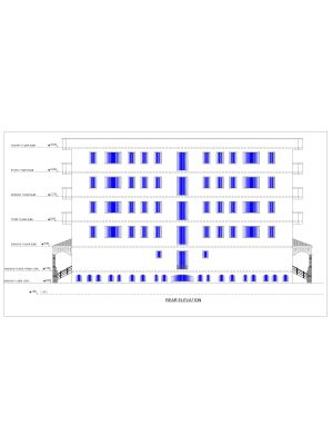 Multi Story Building Rear Elevation CAD Block DWG AutoCAD Editable Drawing (Free Download)