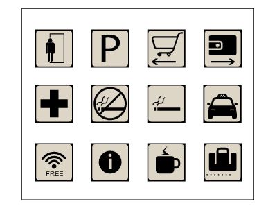 Navigation icons (Signs & Symbols) for Airports-1. CAD block in DWG format free download.