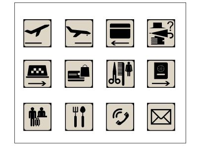 Navigation icons (Signs & Symbols) for Airports-2. CAD block in DWG format free download.