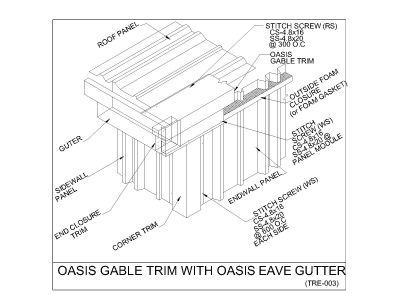 Oasis Gable Trim with Oasis Eave Gutter Details CAD Block DWG AutoCAD Editable Drawing (Free Download)