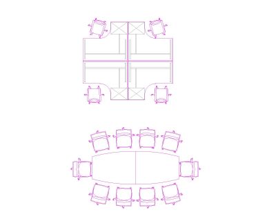 Free AutoCAD 2D Detailed Drawing for Meeting Room Chairs with Tables-10