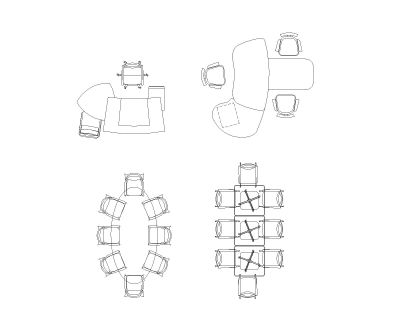 Free AutoCAD 2D Detailed Drawing for Meeting Room Chairs with Tables-13