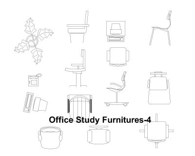 Free AutoCAD 2D Editable Drawings for Office Study Furnitures- 4