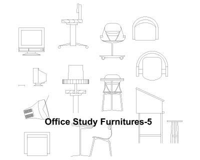Free AutoCAD 2D Editable Drawings for Office Study Furnitures- 5