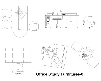 Free AutoCAD 2D Editable Drawings for Office Study Furnitures- 8
