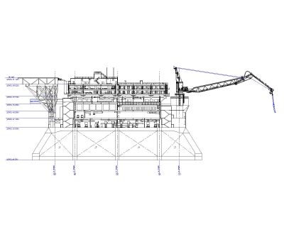 OIL PLATFORM VIEW-4 Architectural Drawing. CAD block in DWG format free download.
