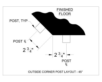 Outside Corner Post Layout 45 Digree Architectural Drawing. CAD block in DWG format free download.