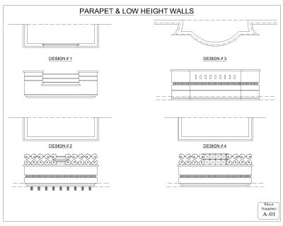 Parapet & Low Height walls option-1 CAD Block DWG AutoCAD Editable Drawing (Free Download)