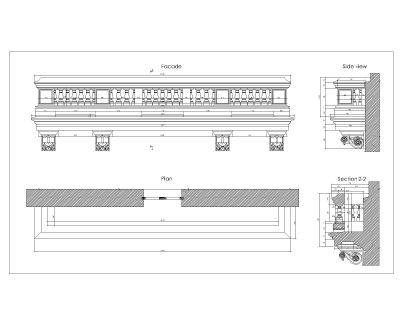 Parapet & Low Height wall Architectural design -9. CAD block in DWG format free download.