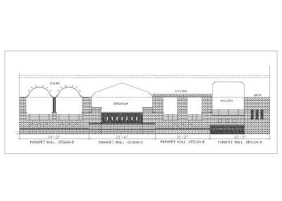Parapet Wall Design for Facade Views CAD Block DWG AutoCAD Editable Drawing (Free Download)