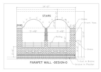 Parapet Wall Design Type-D View CAD Block DWG AutoCAD Editable Drawing (Free Download)