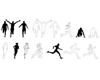 People Running movement-Model Architectural Drawing. CAD block in DWG format free download.