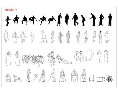 Free AutoCAD 2D Editable Drawings for Persons Model - 13
