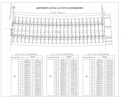 Free AutoCAD Drawing of Coordinate Calculations for Abutment Piles