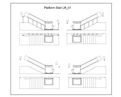 Platform Stair Lift-1 for architectural & structural drawings. CAD block in DWG format free download.