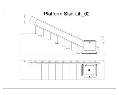 Platform Stair Lift-2 for architectural & structural drawings. CAD block in DWG format free download.