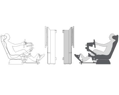 Playseat Side view-Model Architectural Drawing. CAD block in DWG format free download.