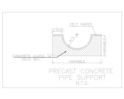 Precast Concrete Pipe Support Structural drawing-10. CAD block in DWG format free download.