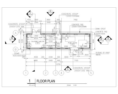 Pump House Detailed Layout Plan Architectural & structural drawings. CAD block in DWG format free download.